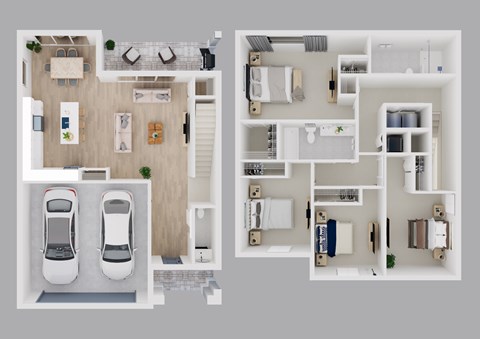 Floor plan for 4 beds, 2.5 baths, 1790 sqft